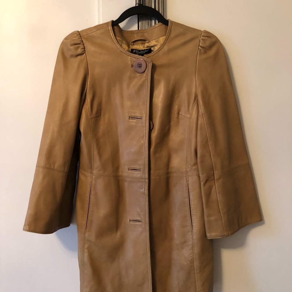 BETSEY JOHNSON Camel Leather Coat with Pockets